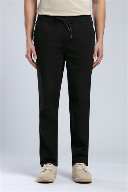 NEW Erkek Regular Straight Fit Pantolon Siyah