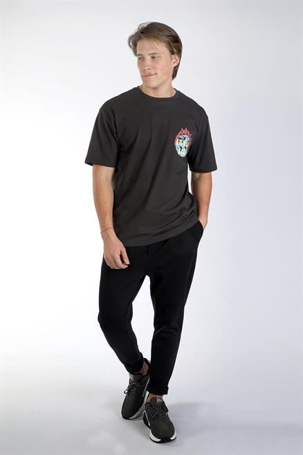 New Leroy Erkek %100 Pamuk O Yaka T-Shirt Antrasit