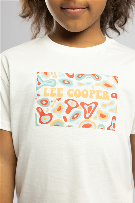New Zebrana Kız Çocuk Baskılı Bisiklet Yaka T-Shirt Beyaz