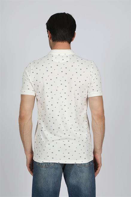 Newandy Erkek %100 Pamuk Polo Yaka T-Shirt Off White