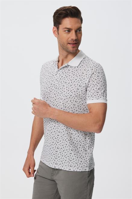 Newbernard Erkek %100 Pamuk Polo Yaka T-Shirt Beyaz