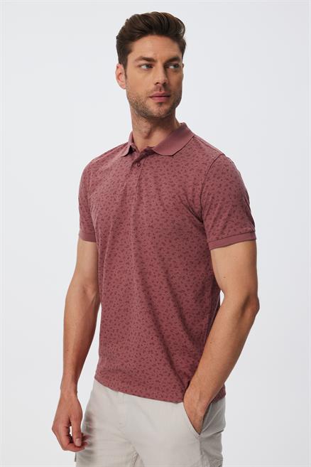 Newbernard Erkek %100 Pamuk Polo Yaka T-Shirt Gül Kurusu