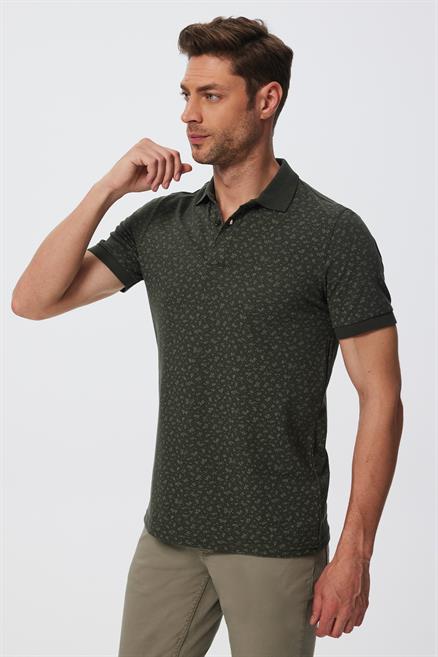 Newbernard Erkek %100 Pamuk Polo Yaka T-Shirt Olive