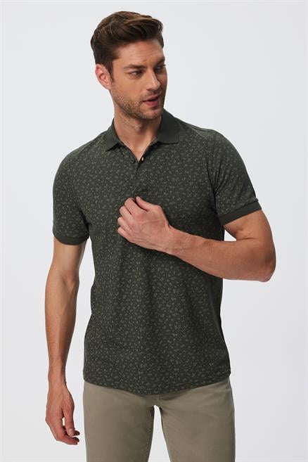 Newbernard Erkek %100 Pamuk Polo Yaka T-Shirt Olive