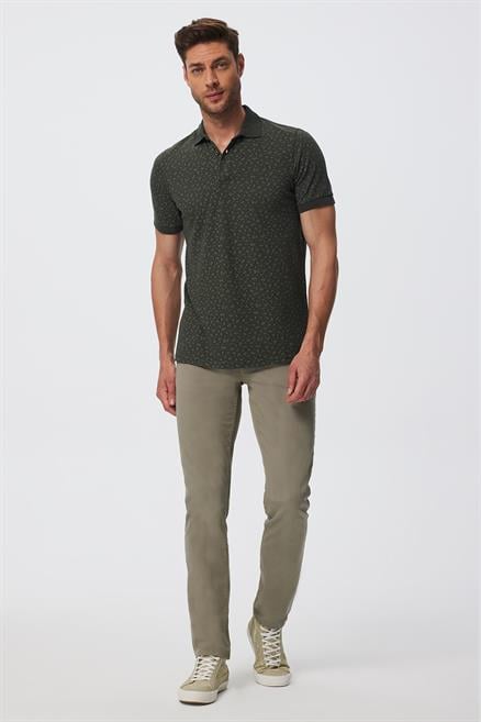 Newbernard Erkek %100 Pamuk Polo Yaka T-Shirt Olive