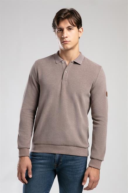 Newblend Erkek Polo Yaka Sweatshirt Bej