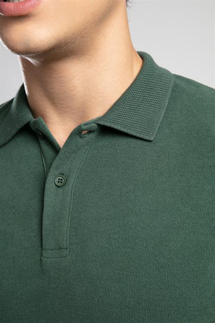 Newblend Erkek Polo Yaka Sweatshirt Zümrüt