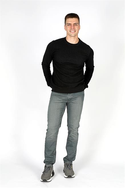 Newdiagonal Erkek O Yaka Sweatshirt Siyah