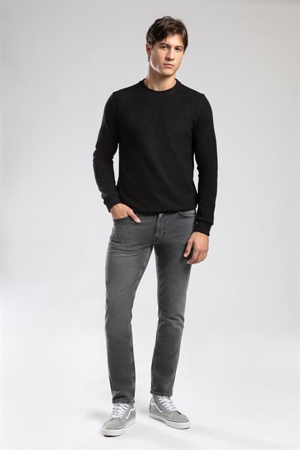 Newdiagonal Erkek O Yaka Sweatshirt Siyah