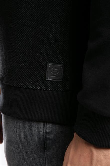 Newdiagonal Erkek O Yaka Sweatshirt Siyah