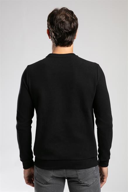 Newdiagonal Erkek O Yaka Sweatshirt Siyah