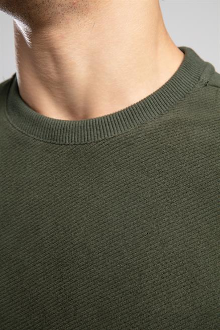 Newdiagonal Erkek O Yaka Sweatshirt Yeşil