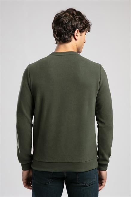 Newdiagonal Erkek O Yaka Sweatshirt Yeşil