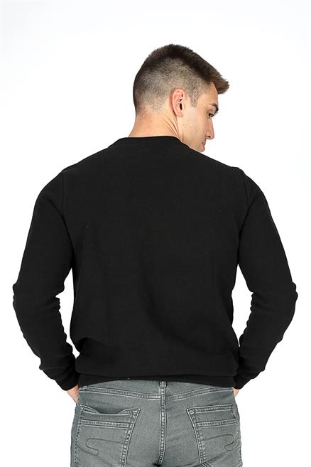 Newdiagonal Erkek O Yaka Sweatshirt Siyah