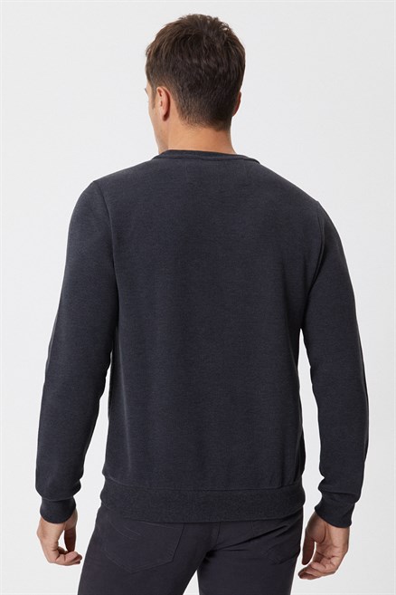 Newdiagonal Erkek O Yaka Sweatshirt Gri