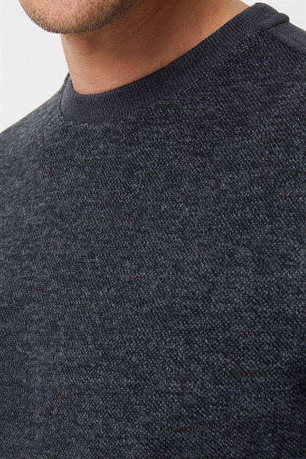 Newdiagonal Erkek O Yaka Sweatshirt Gri
