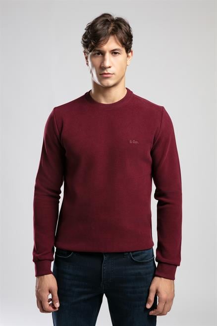 Newdwade Erkek O Yaka Sweatshirt Bordo