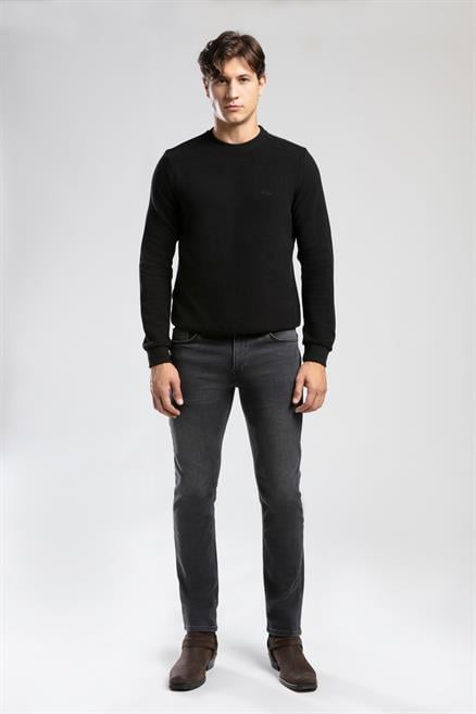 Newdwade Erkek O Yaka Sweatshirt Siyah