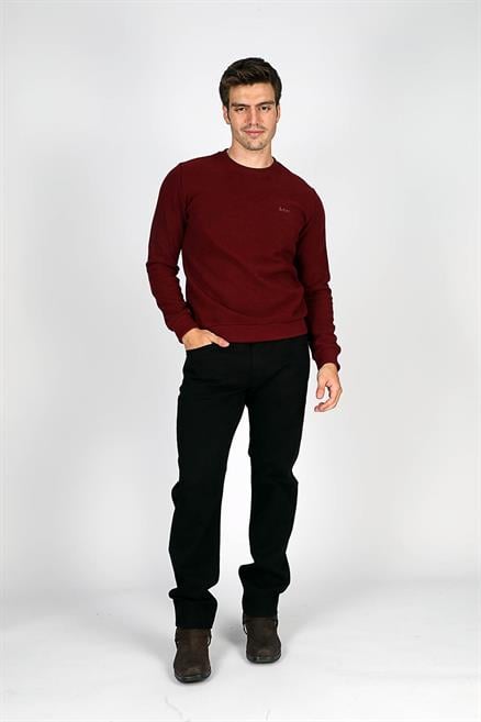 Newdwade Erkek O Yaka Sweatshirt Bordo
