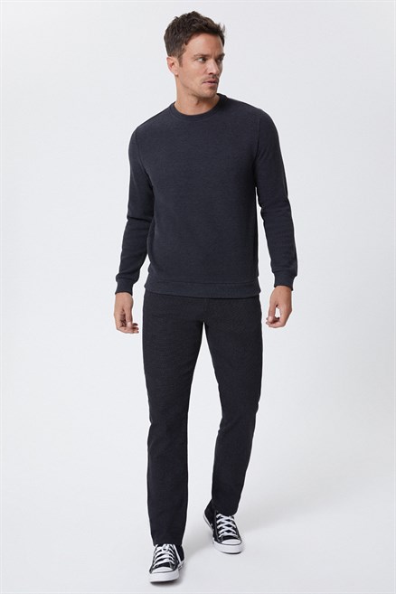 Newdwade Erkek O Yaka Sweatshirt Antrasit-Melanj