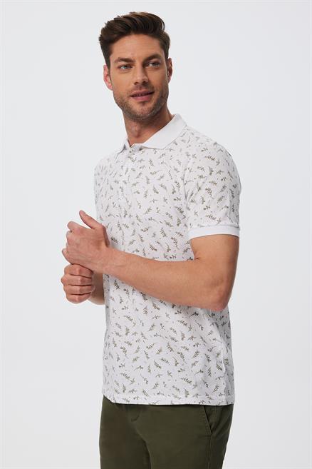Newpine Erkek %100 Pamuk Polo Yaka T-Shirt Beyaz