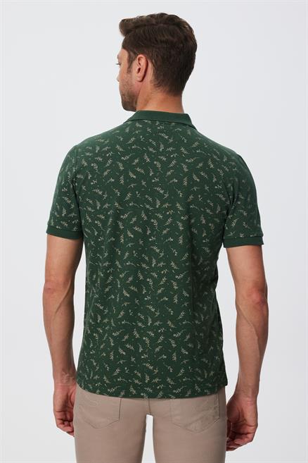 Newpine Erkek %100 Pamuk Polo Yaka T-Shirt Koyu Yeşil
