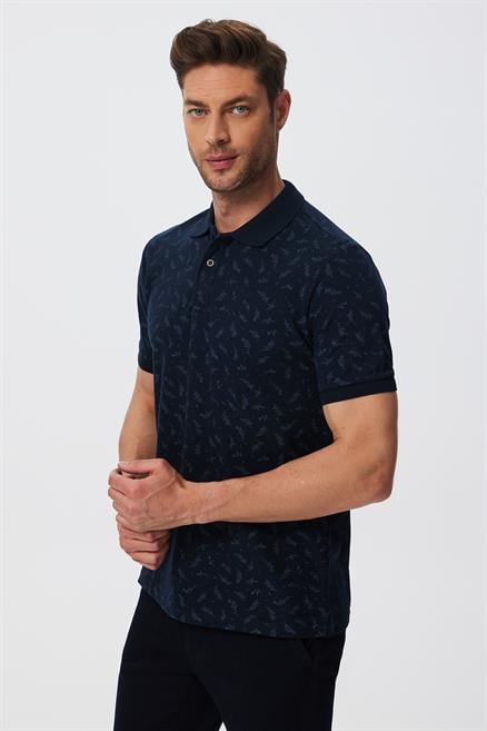 Newpine Erkek %100 Pamuk Polo Yaka T-Shirt Lacivert