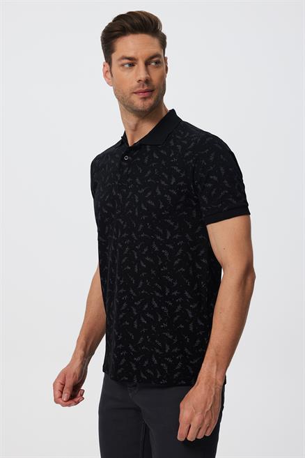 Newpine Erkek %100 Pamuk Polo Yaka T-Shirt Siyah