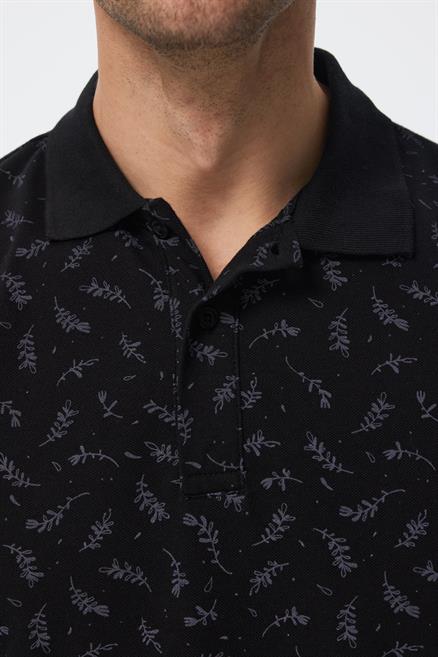 Newpine Erkek %100 Pamuk Polo Yaka T-Shirt Siyah