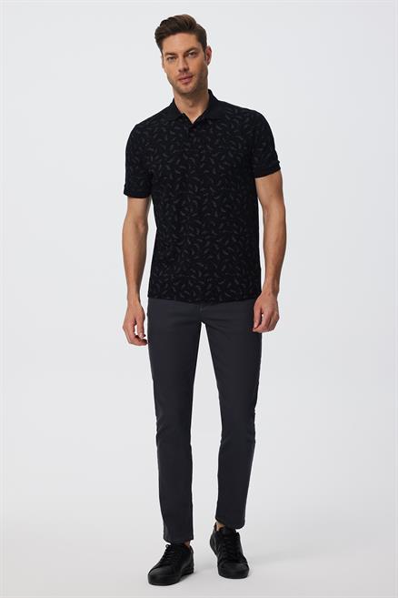 Newpine Erkek %100 Pamuk Polo Yaka T-Shirt Siyah