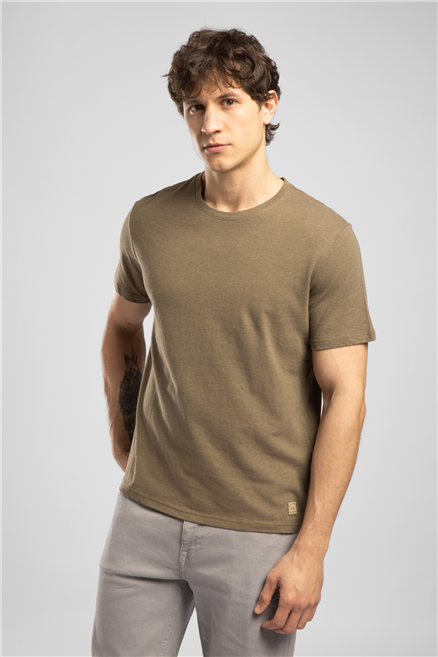 Nıcco Erkek Regular Fit Pamuklu Basic Bisiklet Yaka T-Shirt Yeşil