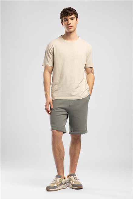 Nıcco Erkek Regular Fit Pamuklu Basic Bisiklet Yaka T-Shirt Bej
