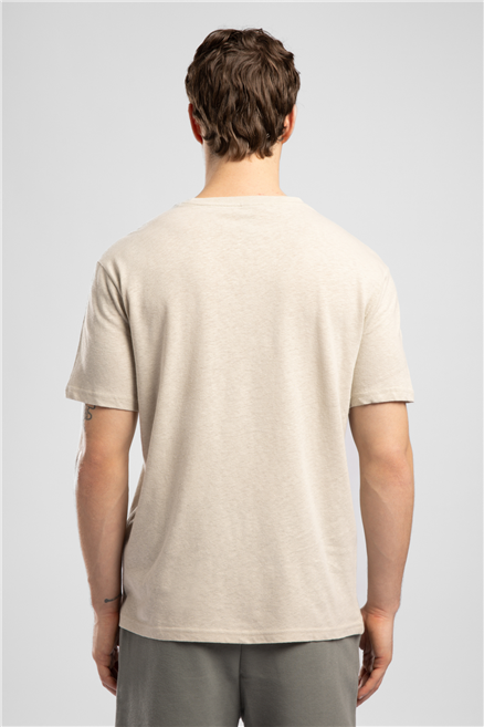 Nıcco Erkek Regular Fit Pamuklu Basic Bisiklet Yaka T-Shirt Bej