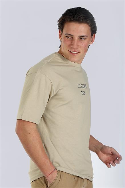 Nigel Erkek %100 Pamuk O Yaka T-Shirt Bej