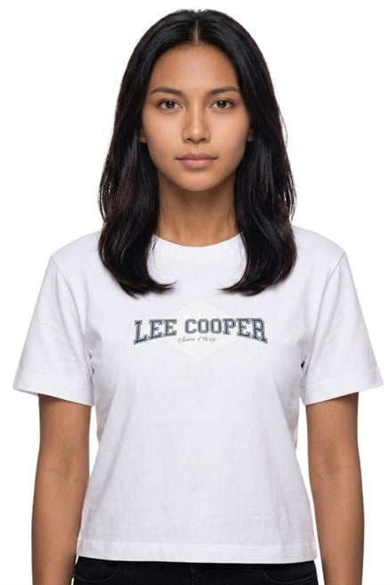 NINA Kadın Oversize Baskılı Bisiklet Yaka T-Shirt Beyaz
