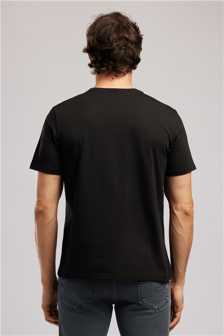 ORI Erkek Regular Fit %100 Pamuk Baskılı T-Shirt Siyah