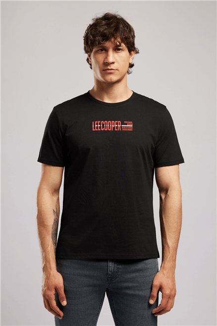 ORI Erkek Regular Fit %100 Pamuk Baskılı T-Shirt Siyah