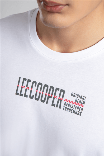 ORI Erkek Regular Fit %100 Pamuk Baskılı T-Shirt Beyaz