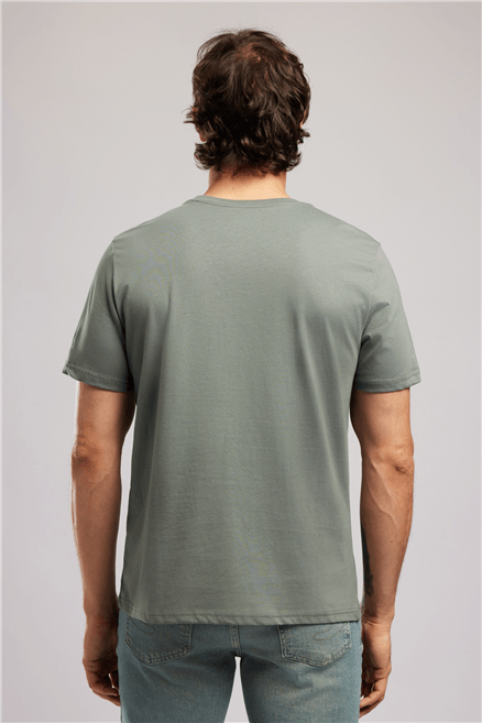 OSWALD Erkek Regular Fit %100 Pamuk Baskılı Bisiklet Yaka T-Shirt Duman Gri̇