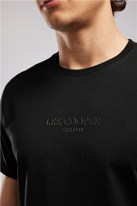 OSWALD Erkek Regular Fit %100 Pamuk Baskılı Bisiklet Yaka T-Shirt Siyah