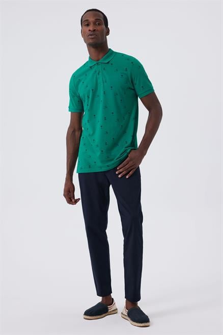 Palm Erkek %100 Pamuk Pike Polo Yaka T-Shirt Yeşil