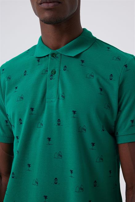 Palm Erkek %100 Pamuk Pike Polo Yaka T-Shirt Yeşil