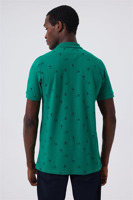 Palm Erkek %100 Pamuk Pike Polo Yaka T-Shirt Yeşil