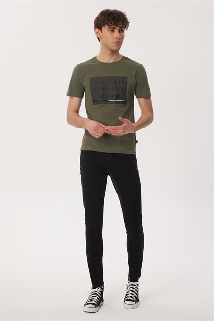 Patrice Erkek %100 Pamuk O Yaka T-Shirt Haki