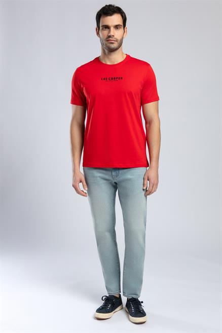 Patrico Erkek %100 Pamuk O Yaka T-Shirt Kırmızı