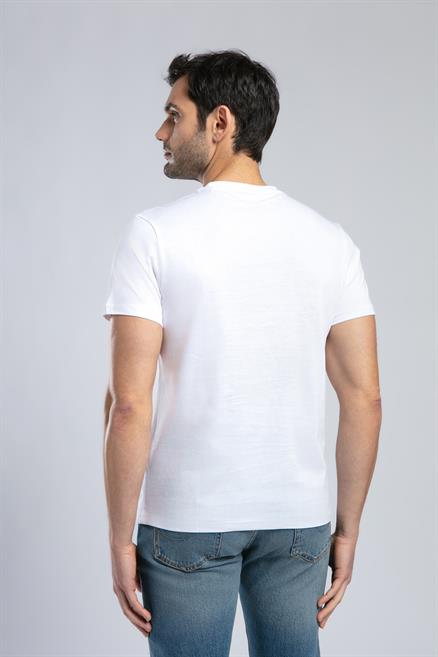 Patrico Erkek %100 Pamuk O Yaka T-Shirt Beyaz
