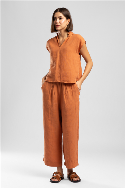 Patty Kadın Crop Pantolon Tarçın