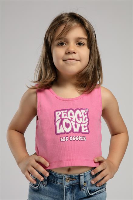 Peace Kız Çocuk %100 Pamuk Atlet Pembe