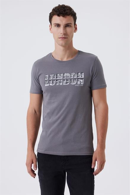 Pers Erkek %100 Pamuk O Yaka T-Shirt Gri