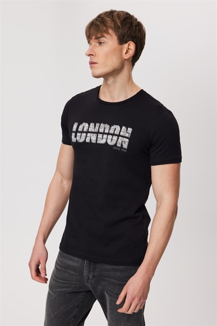 Pers Erkek %100 Pamuk O Yaka T-Shirt Siyah